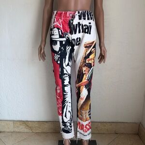 MNML Poster Denim Jeans Pants Multicolored Art Graphic Print Women’s Size 28